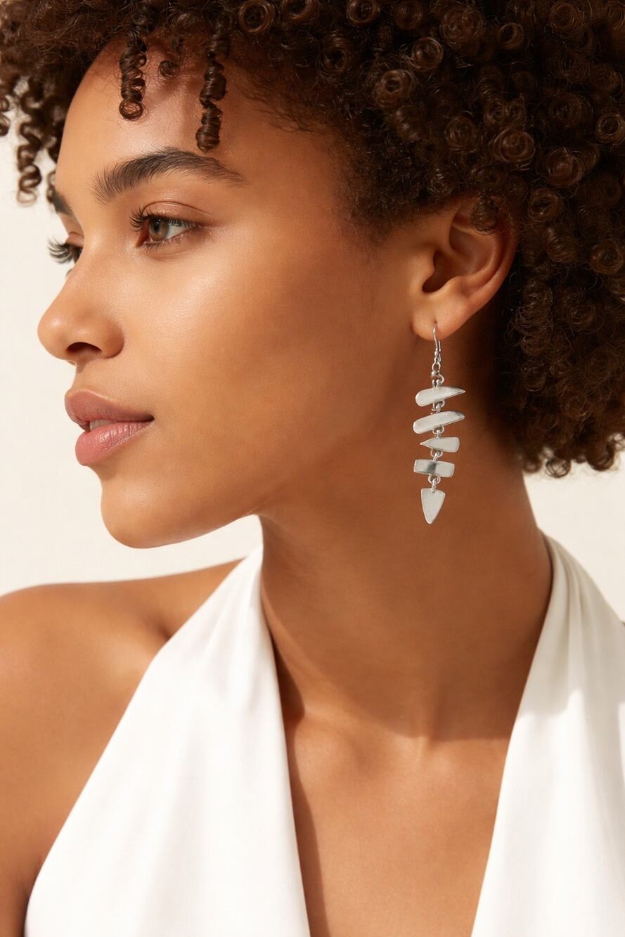 Jane Diaz Small Sterling Silver Fishbone Earrings
